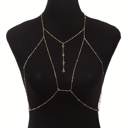1 Fashionable Ultra-Shiny Women's Bra Chain Body Jewelry with Rhinestone Inlay, Suitable for Daily Wear, Parties, Nightclubs, Fashion Shows, and Fashion Photography