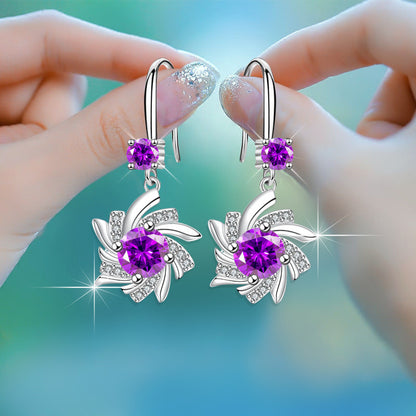 Elegant Waterdrop zirconia Blue Snowflake Earrings 18K Gold Plated Floral Ear Jewelry