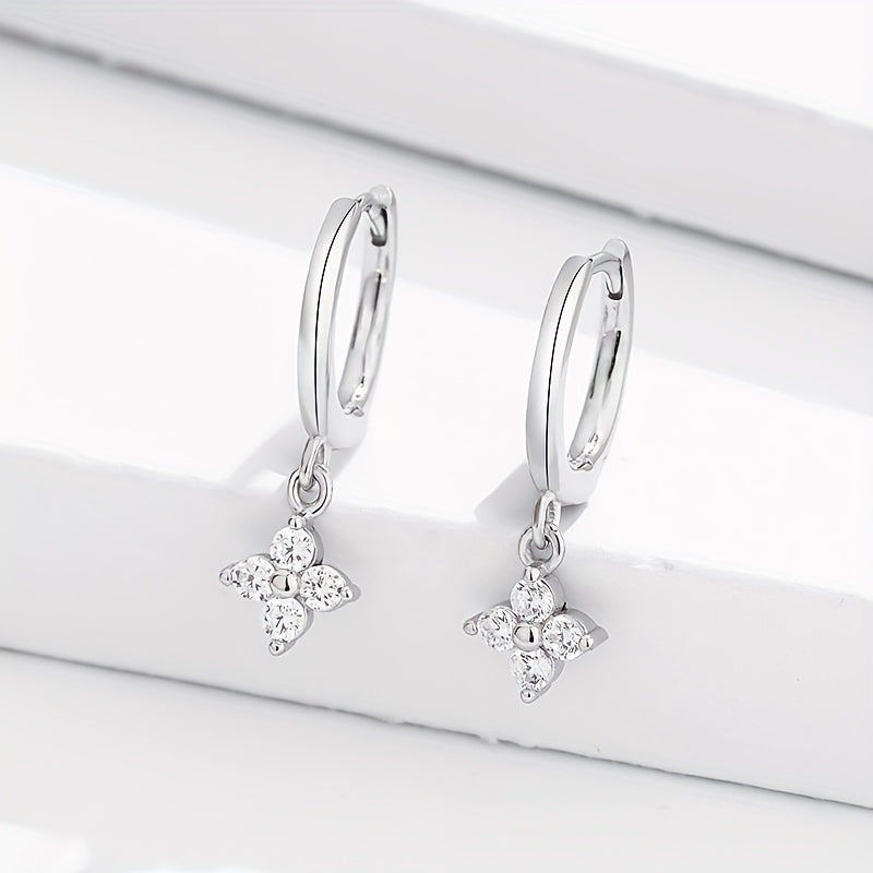 Sparkling Zircon Decor Dangle Earrings Luxury Japanese / Korean Style Copper Plated Jewelry Daily Casual