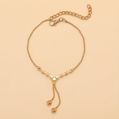 1pc Elegant Simple Style Silvery Plated Copper Anklet with Rhinestone Tassel Chain, Fashionable Claw Chain for Women