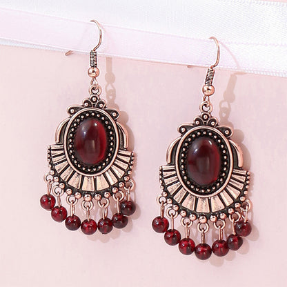 Boho Geometric Waterdrop Tassel Earrings for Women - Vintage Style Ear Jewelry