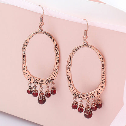 Boho Geometric Waterdrop Tassel Earrings for Women - Vintage Style Ear Jewelry