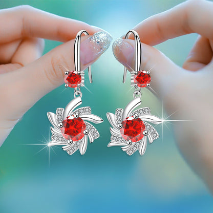 Elegant Waterdrop zirconia Blue Snowflake Earrings 18K Gold Plated Floral Ear Jewelry