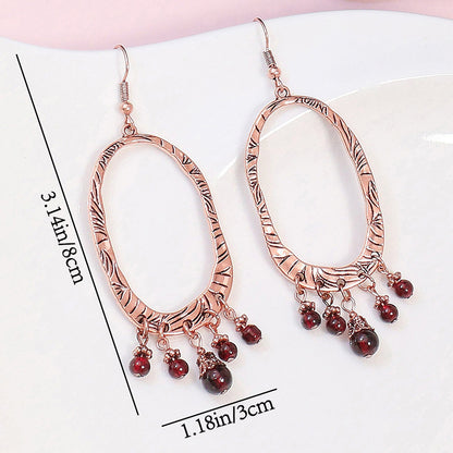 Boho Geometric Waterdrop Tassel Earrings for Women - Vintage Style Ear Jewelry
