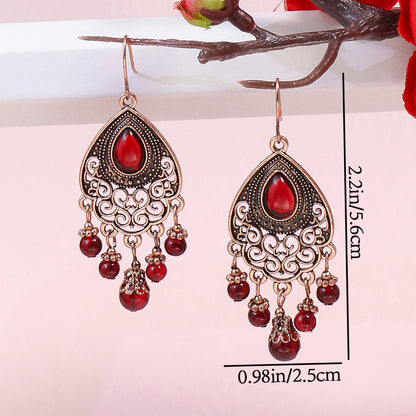 Boho Geometric Waterdrop Tassel Earrings for Women - Vintage Style Ear Jewelry