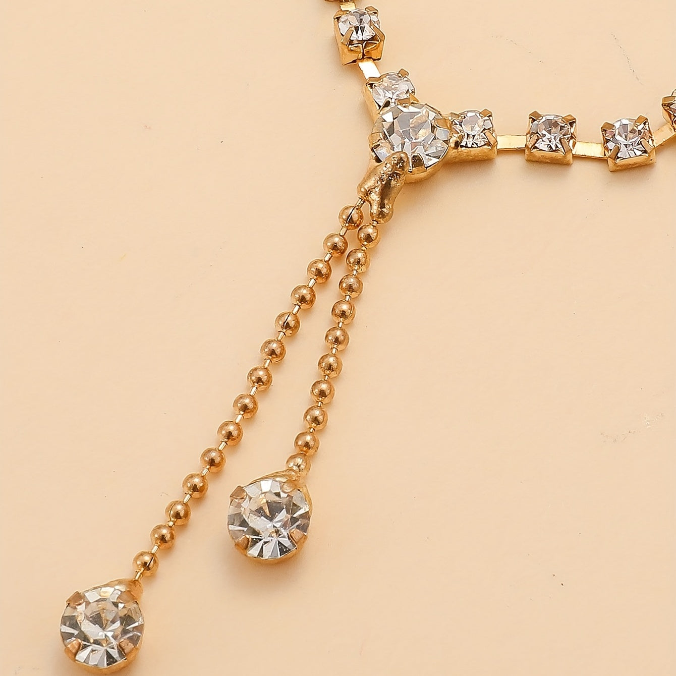 1pc Elegant Simple Style Silvery Plated Copper Anklet with Rhinestone Tassel Chain, Fashionable Claw Chain for Women