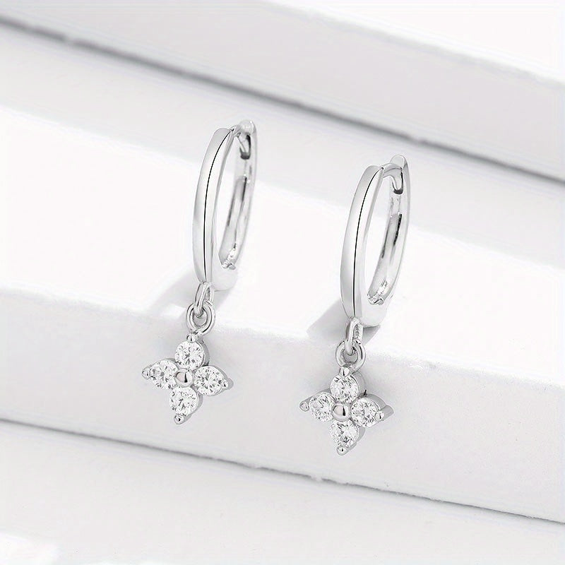 Sparkling Zircon Decor Dangle Earrings Luxury Japanese / Korean Style Copper Plated Jewelry Daily Casual