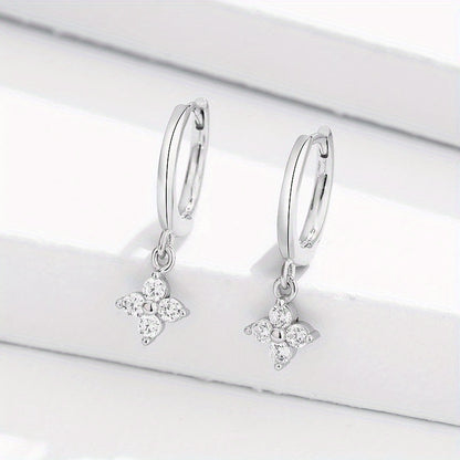 Sparkling Zircon Decor Dangle Earrings Luxury Japanese / Korean Style Copper Plated Jewelry Daily Casual
