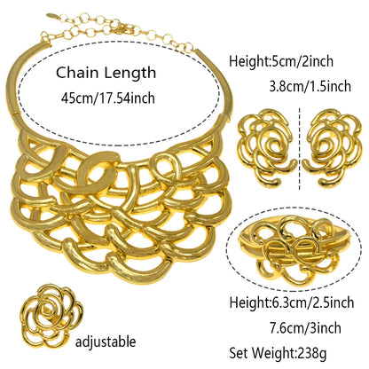 Necklace For Women Dubai Gold Plated Jewelry Set Luxury Jewelry Original  Ring BraceletWedding Banquet Costumes Nigeria Wedding