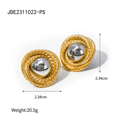 Uworld Fashion Trendy Stainless Steel Gold Color Textured Earrings Prevent Allergy 18K Gold PVD Plated Versatile Daily Jewelry
