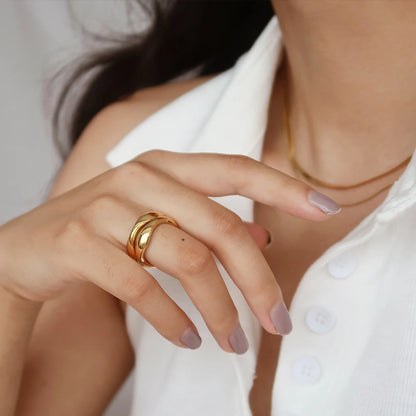 Stainless Steel Ring for Women Irregular Wave Rings Trendy Simple Geometric Handmade Couple Jewelry Wholesale Dropshipping