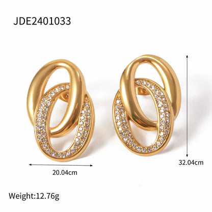 Uworld Fashion Trendy Stainless Steel Gold Color Textured Earrings Prevent Allergy 18K Gold PVD Plated Versatile Daily Jewelry