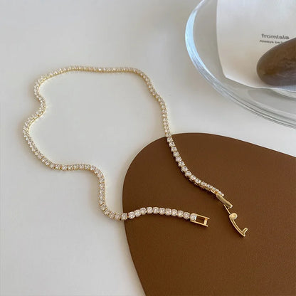 Minar Must Have Shiny Full Rhinestones Beaded Necklace for Women 14K Real Gold Silver Plated Copper Chain Chokers Wholesale