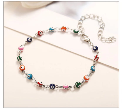 Fashion Colorful Turkish Eyes Anklets for Women Charm Gold Color Beads Pendant barefoot sandals Anklet Foot Jewelry Accessories