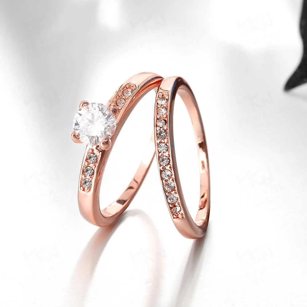 100% Real 925 Silver Rings For Women Simple Double Stackable Fine Jewelry Bridal Sets Ring Wedding Engagement Accessory
