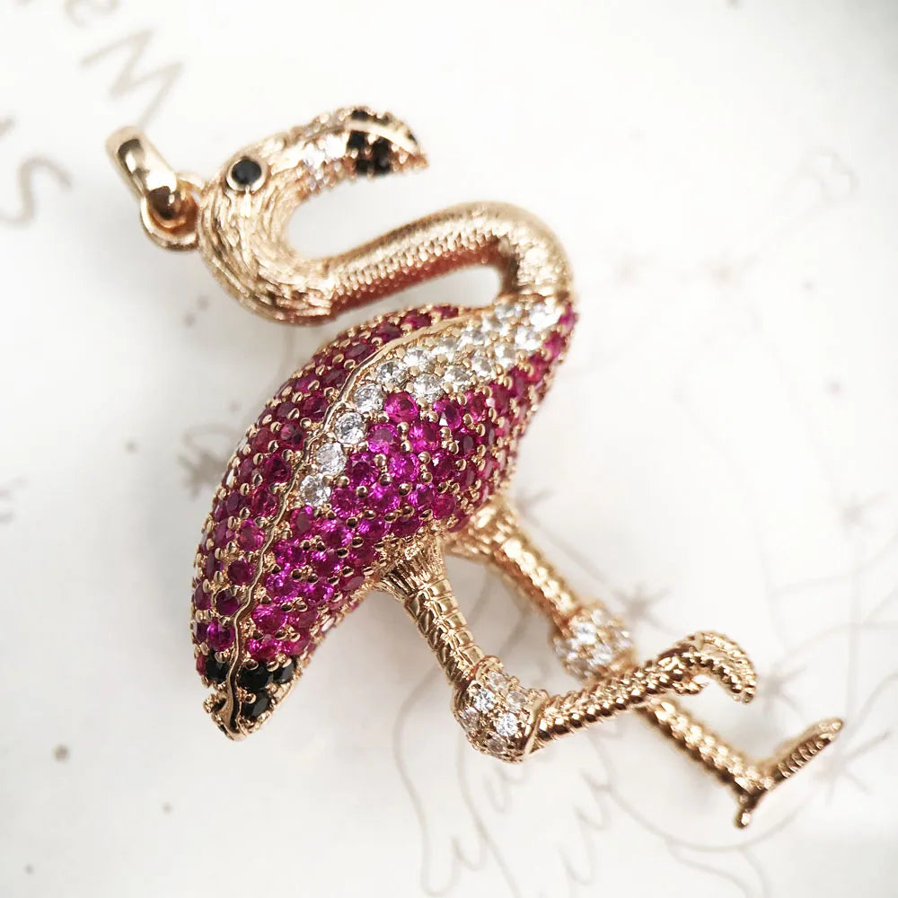 Pendant Red Bird Large New Fashion Glam Sterling 925 Silver Jewelry Europe Style Accessorie Gift For  Soul Woman