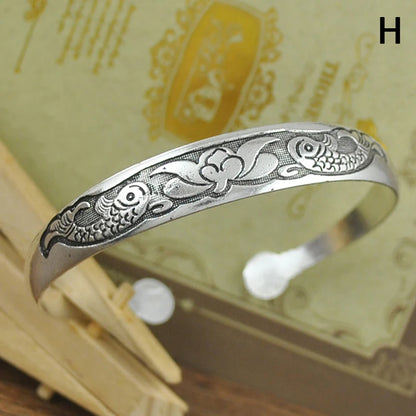 9styles Vintage Silver Bangles Bracelet Antique Tibetan Silver Bracelets For Women Tibetan Silver Jewelry