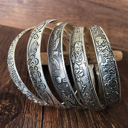 9styles Vintage Silver Bangles Bracelet Antique Tibetan Silver Bracelets For Women Tibetan Silver Jewelry