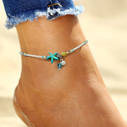 Fashion Colorful Turkish Eyes Anklets for Women Charm Gold Color Beads Pendant barefoot sandals Anklet Foot Jewelry Accessories