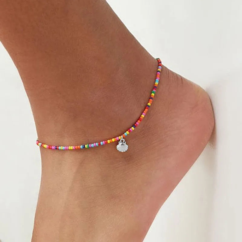 Fashion Colorful Turkish Eyes Anklets for Women Charm Gold Color Beads Pendant barefoot sandals Anklet Foot Jewelry Accessories