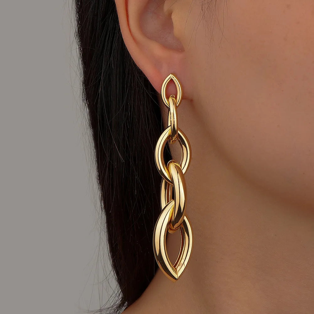 New Fashion Trend Unique Design Elegant Delicate Long Snake Bone Chain Tassel Earrings Women Jewelry Wedding Party Premium Gifts