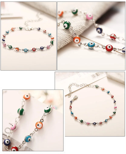 Fashion Colorful Turkish Eyes Anklets for Women Charm Gold Color Beads Pendant barefoot sandals Anklet Foot Jewelry Accessories