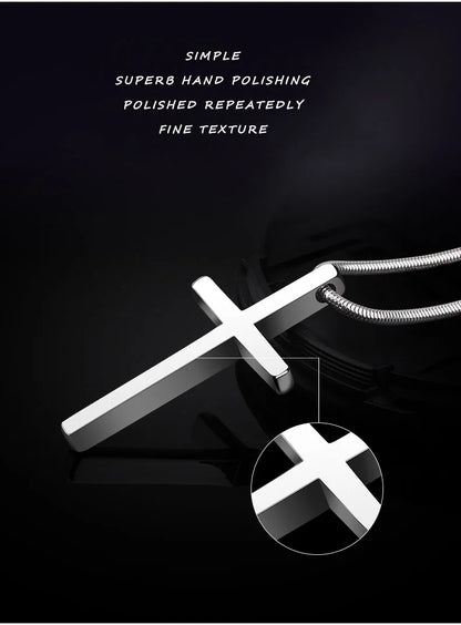 Pendants for Men Classic Design Cross Tungsten Necklace with Snake Stainless Steel Chain 45/50/55cm, Engraving