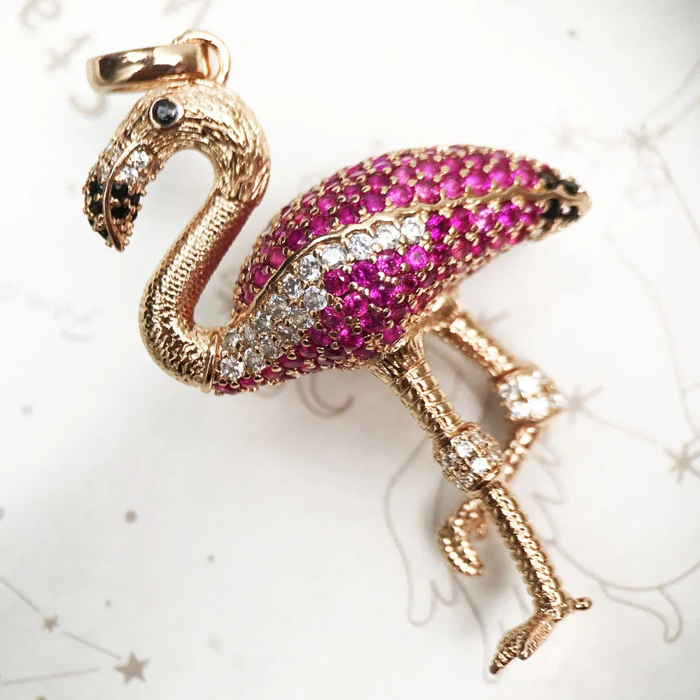 Pendant Red Bird Large New Fashion Glam Sterling 925 Silver Jewelry Europe Style Accessorie Gift For  Soul Woman