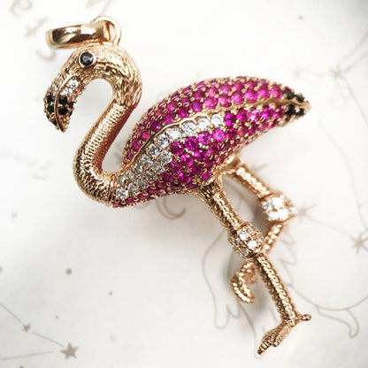 Pendant Red Bird Large New Fashion Glam Sterling 925 Silver Jewelry Europe Style Accessorie Gift For  Soul Woman