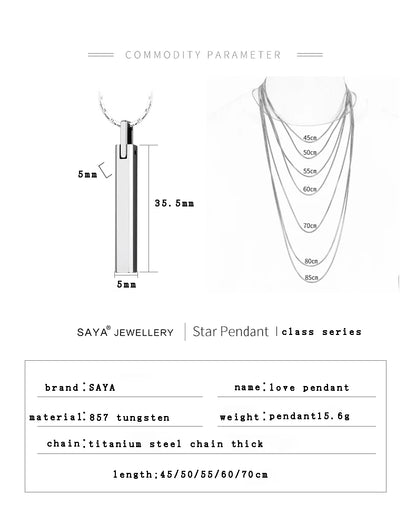 Pendants for Men and Women Classic Tungsten High Polished Scratch Proof for Couples Necklace  Engraving