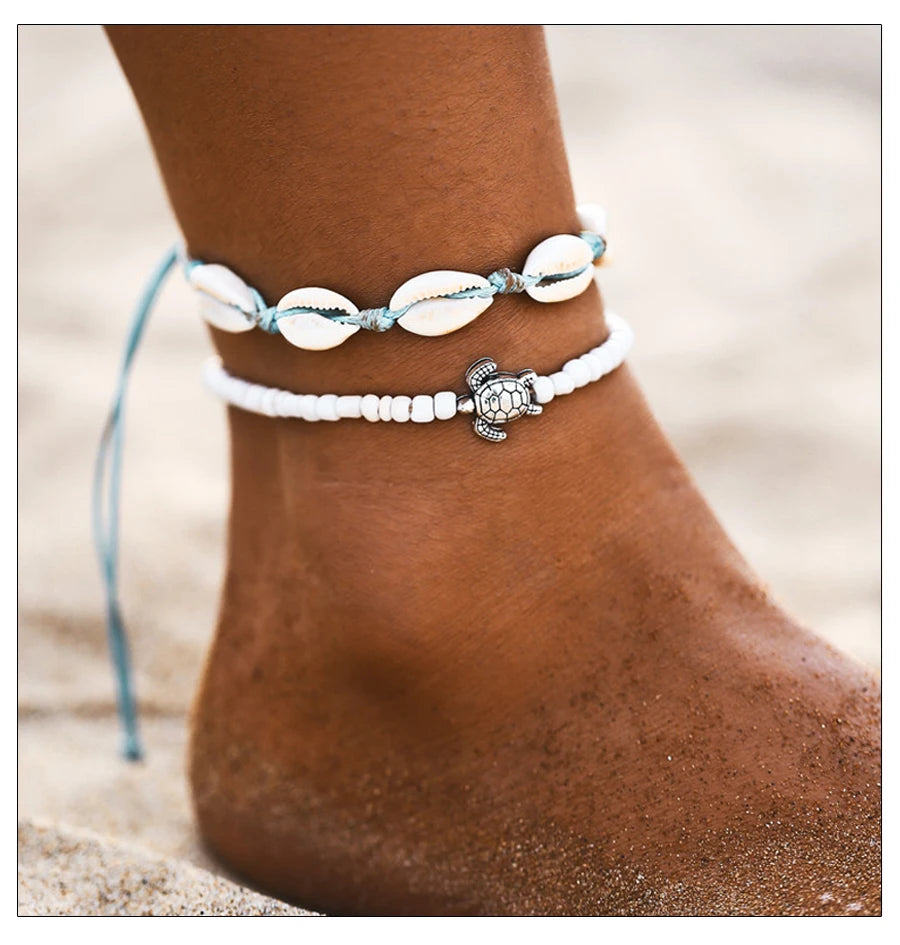Fashion Colorful Turkish Eyes Anklets for Women Charm Gold Color Beads Pendant barefoot sandals Anklet Foot Jewelry Accessories