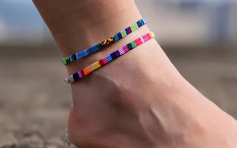 2Pcs/Lot Bohemian Anklets for Men and Women Handmade Rope Friendship Beach Barefoot Bracelet on the Leg Chain Boho Foot Jewelry
