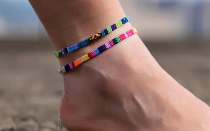 2Pcs/Lot Bohemian Anklets for Men and Women Handmade Rope Friendship Beach Barefoot Bracelet on the Leg Chain Boho Foot Jewelry