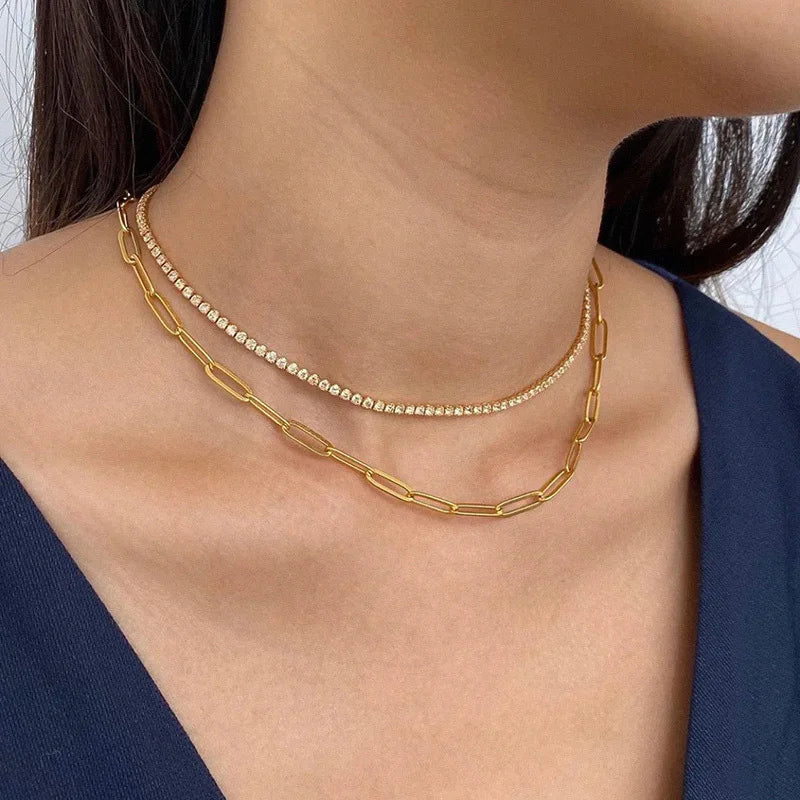 Minar Must Have Shiny Full Rhinestones Beaded Necklace for Women 14K Real Gold Silver Plated Copper Chain Chokers Wholesale
