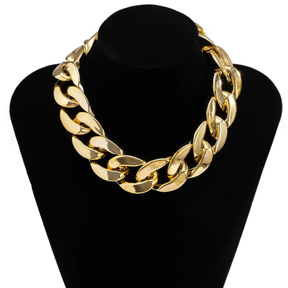 Simple Exaggerated Necklace Lady 4 Color Hip Hop Distorted Thick CCB Chain Creative Necklaces Fashion Glamour Girl Jewelry Gift