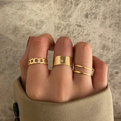 7pcs Fashion Jewelry Rings Set Hot Selling Metal Alloy Hollow Round Opening Women Finger Ring For Girl Lady Party Wedding Gifts
