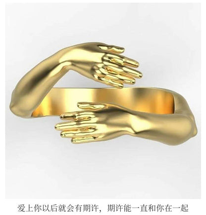 Rings 2025 Trend Jewelry Hands Hug Punk Personality Open Dropshipping Rings for Women Men
