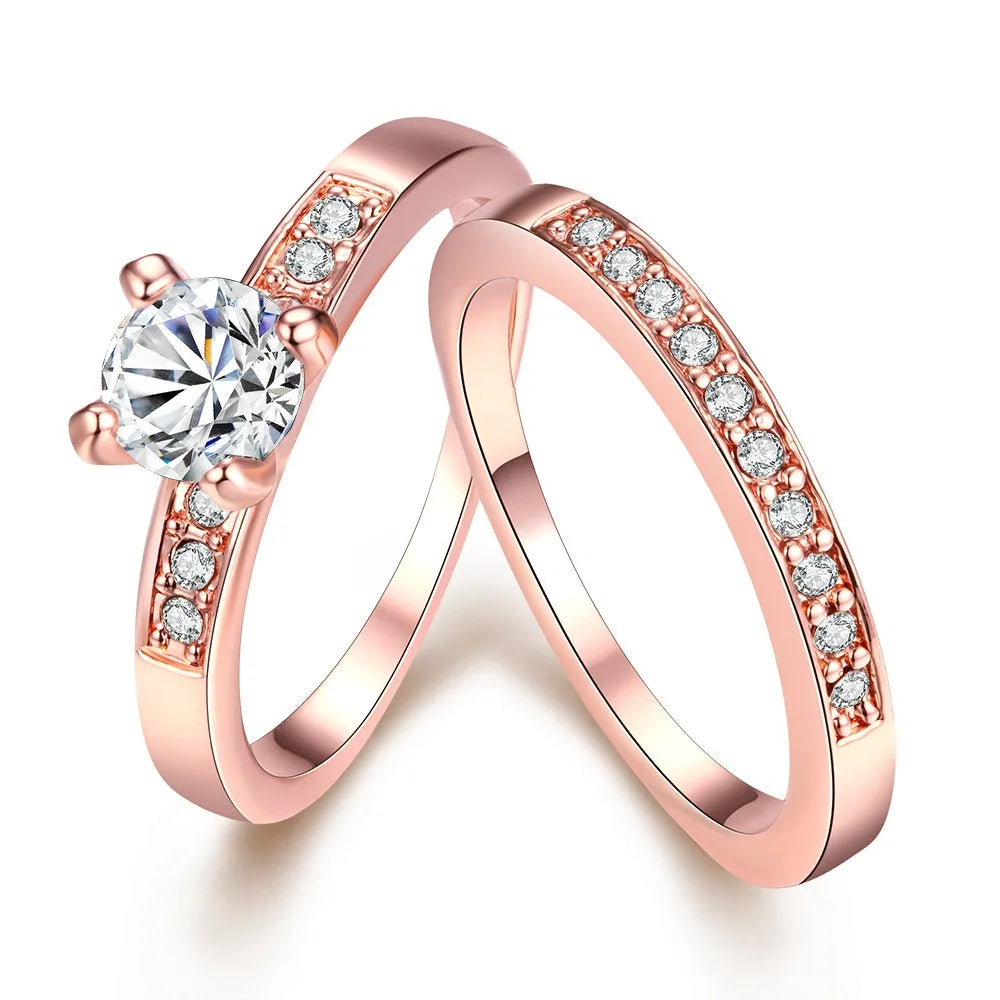 100% Real 925 Silver Rings For Women Simple Double Stackable Fine Jewelry Bridal Sets Ring Wedding Engagement Accessory