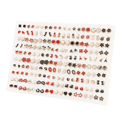 100Pairs Acrylic Crystal Heart Star Moon Small Stud Earrings Set For Women Girl Animal Flower Plastic Earring 2021 Trend Jewelry