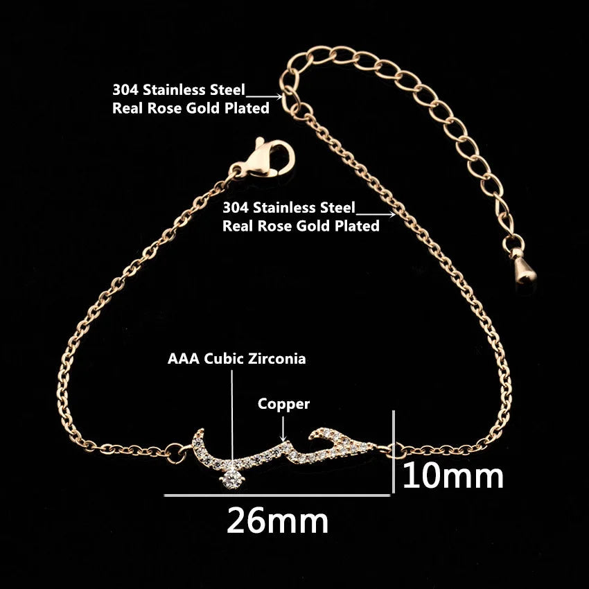 I love you Arabic Language Bracelet For Women Islam Stainless Steel Bracelets Romantic Charm Jewelry Valentines Day Gifts 2024
