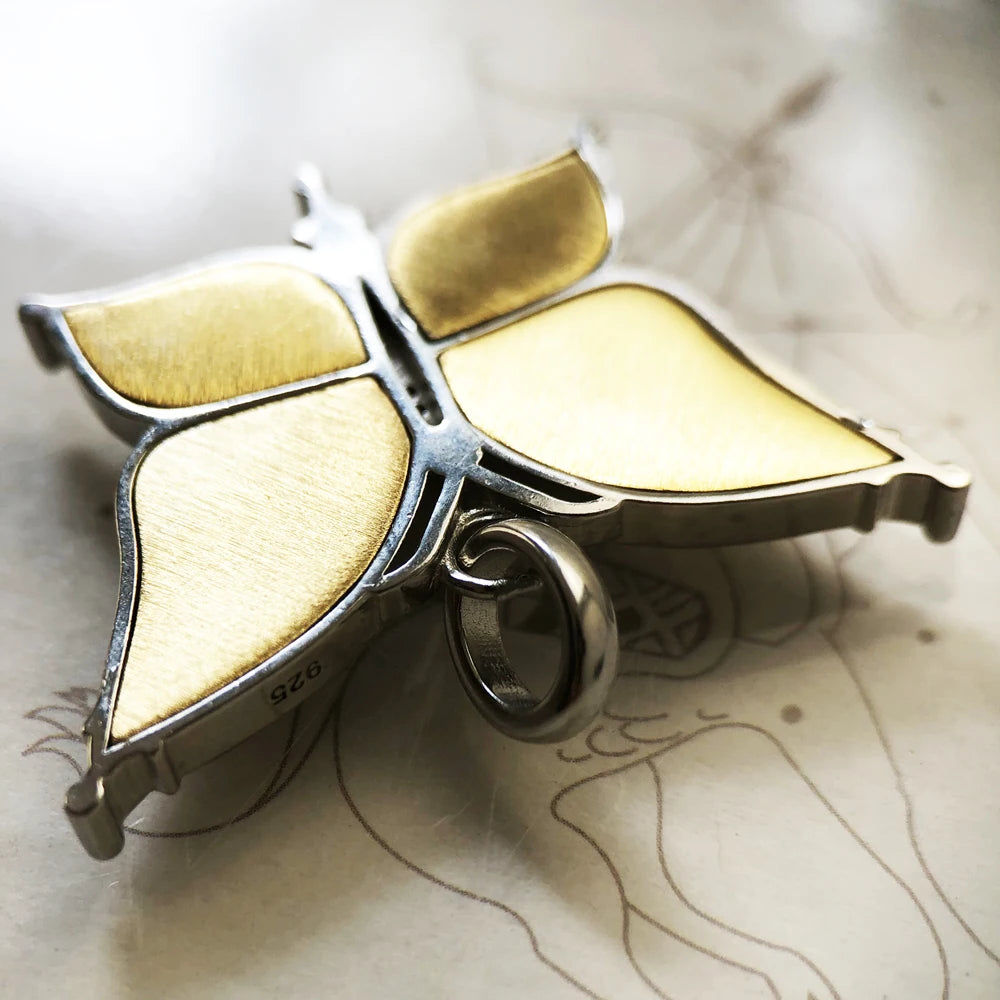 Pendants Bicolour Butterfly Summer New Jewelry 925 Sterling Silver Accessorie Bohemia Gift For Women