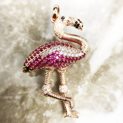Pendant Red Bird Large New Fashion Glam Sterling 925 Silver Jewelry Europe Style Accessorie Gift For  Soul Woman