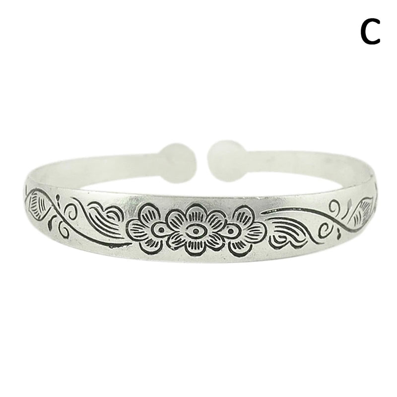 9styles Vintage Silver Bangles Bracelet Antique Tibetan Silver Bracelets For Women Tibetan Silver Jewelry