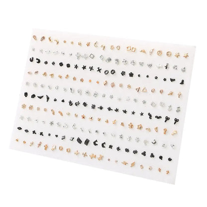 100Pairs Acrylic Crystal Heart Star Moon Small Stud Earrings Set For Women Girl Animal Flower Plastic Earring 2021 Trend Jewelry