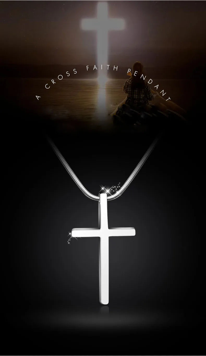 Pendants for Men Classic Design Cross Tungsten Necklace with Snake Stainless Steel Chain 45/50/55cm, Engraving