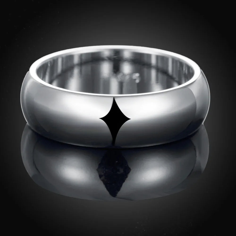 Wholesale High Quality 925 Sterling Silver Rings Fashion Simple Round Circle Rings For Women Party Jewelry Size 5 6 7 8 9 10