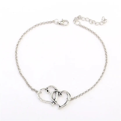 Retro Punk 2020 New Summer Fashion Anklets Wild Love Heart-shaped Double-hearted Anklet Lady Legs Anklet Wholesale