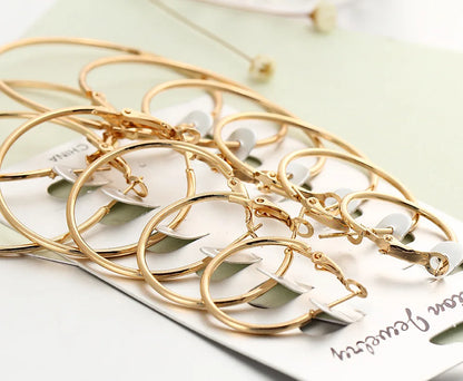 6 Pairs/set korean Hoop Earrings Set Oversized Big Circle Earring Fashion Jewelry for Women Girls Steampunk Ear Clip Brincos