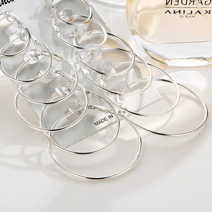 6 Pairs/set korean Hoop Earrings Set Oversized Big Circle Earring Fashion Jewelry for Women Girls Steampunk Ear Clip Brincos