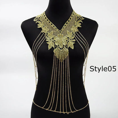 Lace Flower Choker Necklace Large Fashion Women's Long Necklaces 2024 Massive Statement Elegant Jewelry